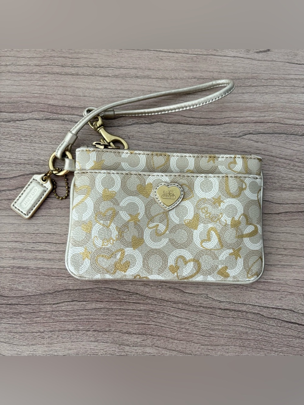 Coach 1941 Metallic Gold Signature Wristlet